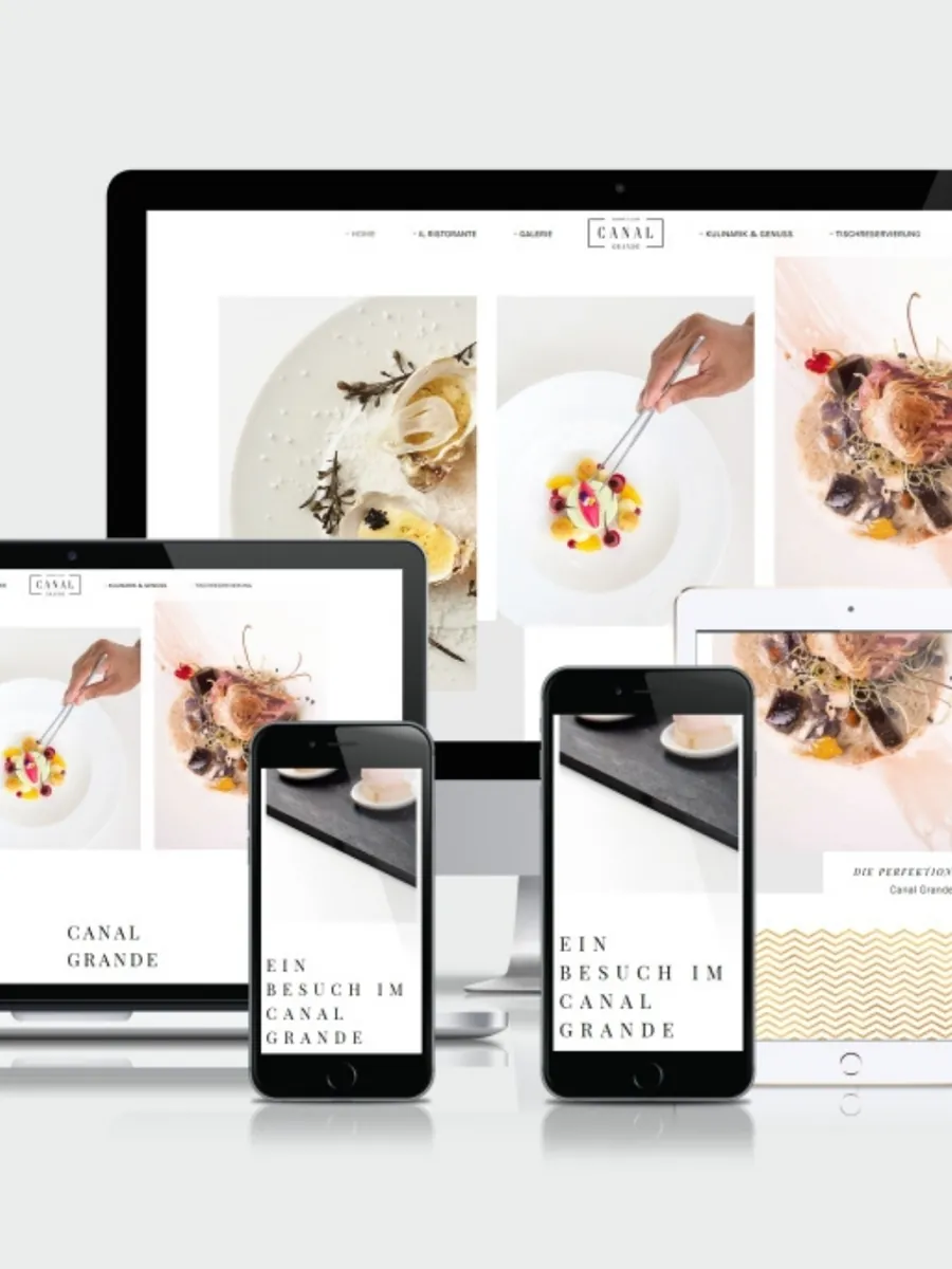 Notebook, Tablet und Smartphones mit der Website von Canal Grande
