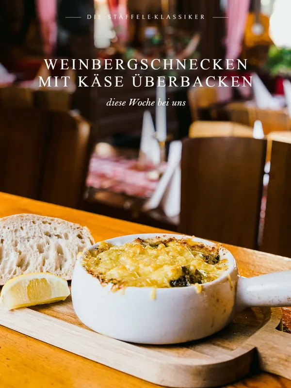 Story der Stuttgarter Stäffele: Weinbergschnecken mit Käse überbacken